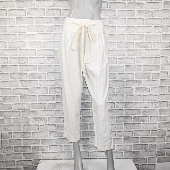 Cult Gaia Women's Linen Blend tie front Pants ivory beige size Small - Picture 1 of 11